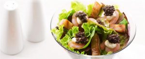Salad and caviar